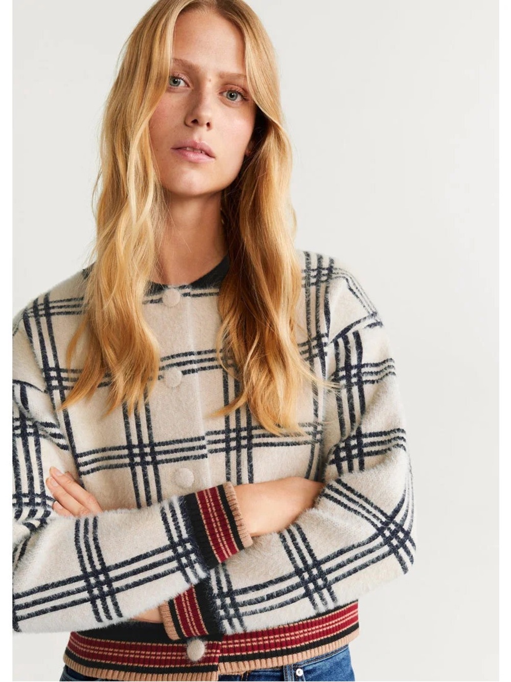 Mango Textured Check Cardigan! Sz S!